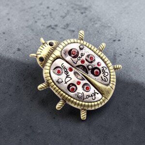 Dream Love Laugh Enjoy Crystal Stone Lady Bug Brooch